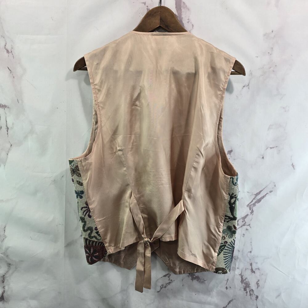 Vintage Tapestry Vest Womens Large Animal Squirrel Frog Woven Carpet Safari - Picture 4 of 10